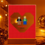 Miniatura de Placa o Lámpara Corazón Rojo Diseño Lego con Nombres y Texto personalizado