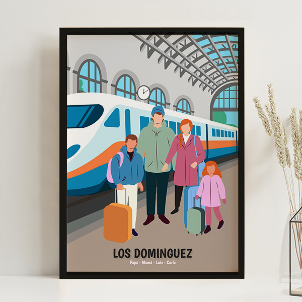 Póster Estación de Tren con Nombres y Texto personalizado