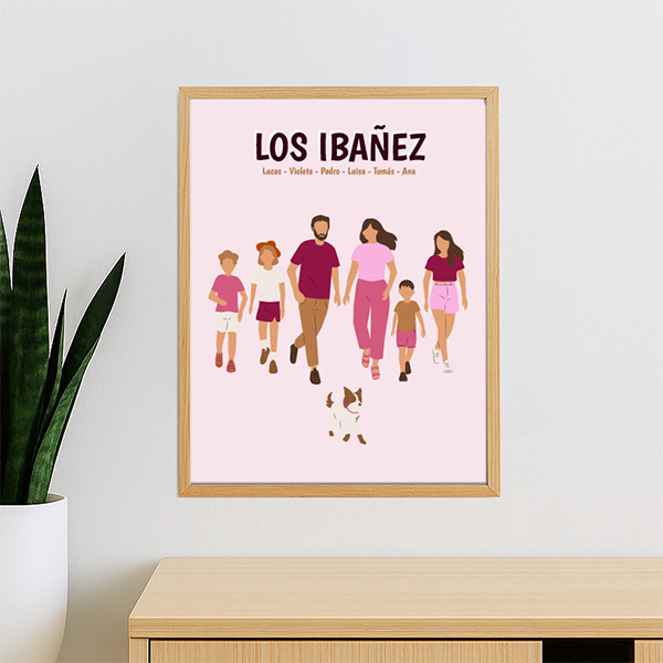 Póster Familia de Frente con Nombres y Texto personalizado