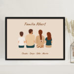 Miniatura de Póster Familia de Espaldas con Nombres y Texto personalizado