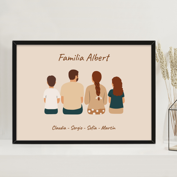 Póster Familia de Espaldas con Nombres y Texto personalizado