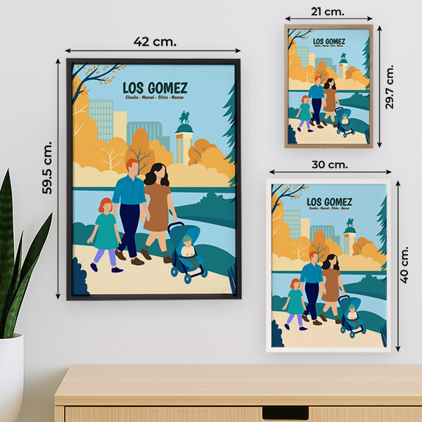 Póster Familia en el Parque con Nombres y Texto personalizado