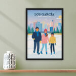 Miniatura de Póster Familia en Patines con Nombres y Texto personalizado