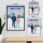 Miniatura de Póster Familia en Patines con Nombres y Texto personalizado