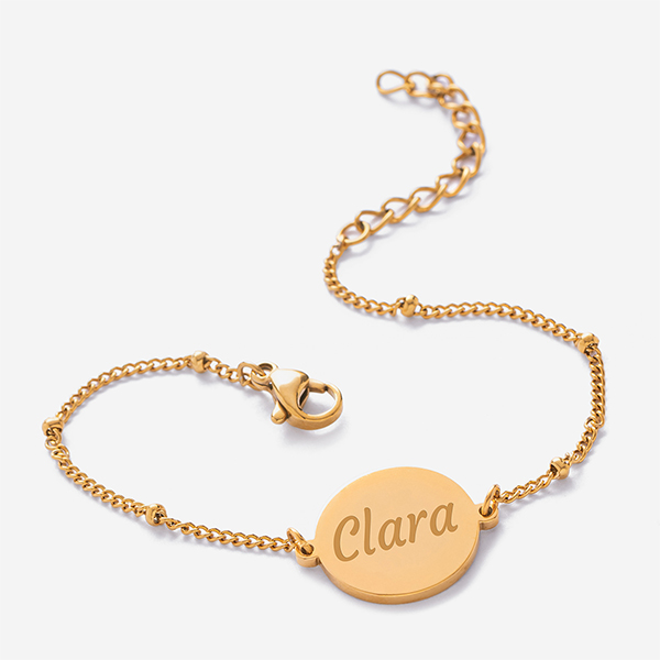 Pulsera de Mujer con Colgante Redondo y Texto personalizado