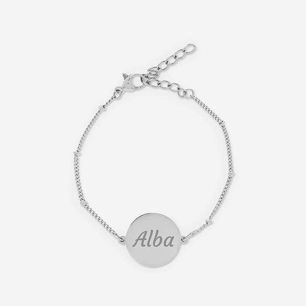 Pulsera de Mujer con Colgante Redondo y Texto personalizado