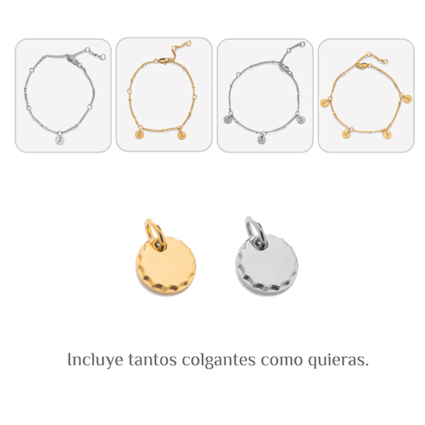 Pulsera de Mujer con Colgantes Redondos personalizados