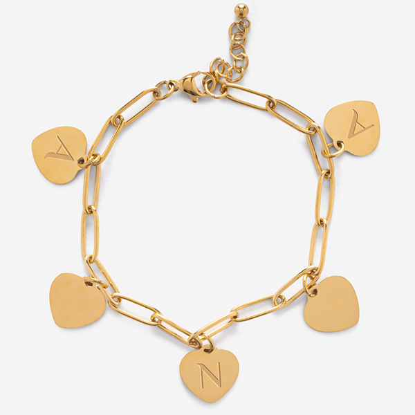 Pulsera de Mujer con Colgantes de Corazón personalizados