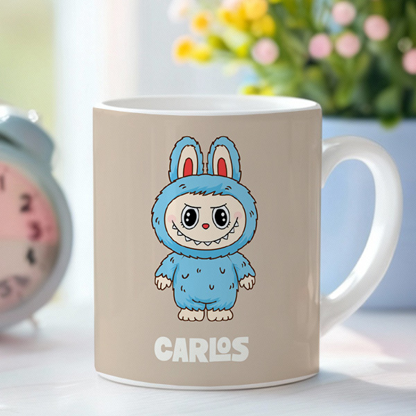 Taza Muñeco Labubu con Nombre personalizado