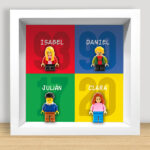 Cuadro con minifiguras Lego, Años y Nombres personalizados Miniatura de Cuadro con minifiguras Lego, Años y Nombres personalizados