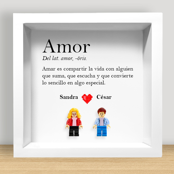 Cuadro con minifiguras Lego Amor con Texto y Nombres personalizados