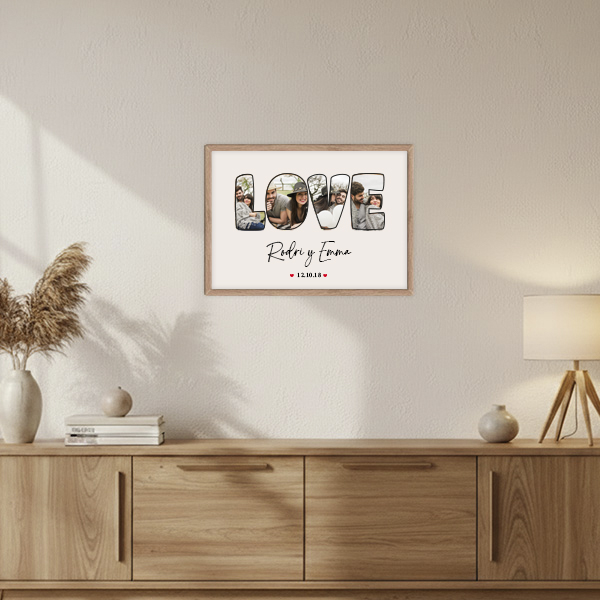 Póster Diseño LOVE con Fecha y Nombres personalizados