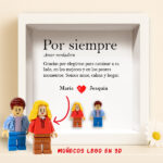 Miniatura de Cuadro con minifiguras Lego Amor con Texto y Nombres personalizados
