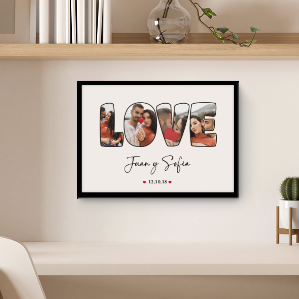 Póster Diseño LOVE con Fecha y Nombres personalizados