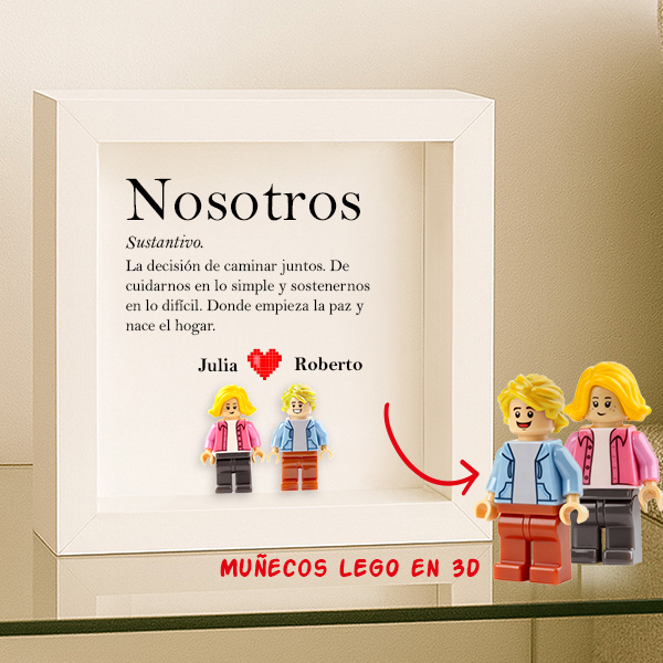 Cuadro con minifiguras Lego Amor con Texto y Nombres personalizados