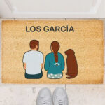 Miniatura de Felpudo con Ilustración Familia de Espalda y Texto personalizado