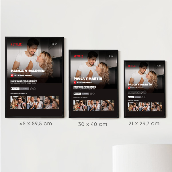 Póster Diseño Netflix con Nombres y Texto personalizado