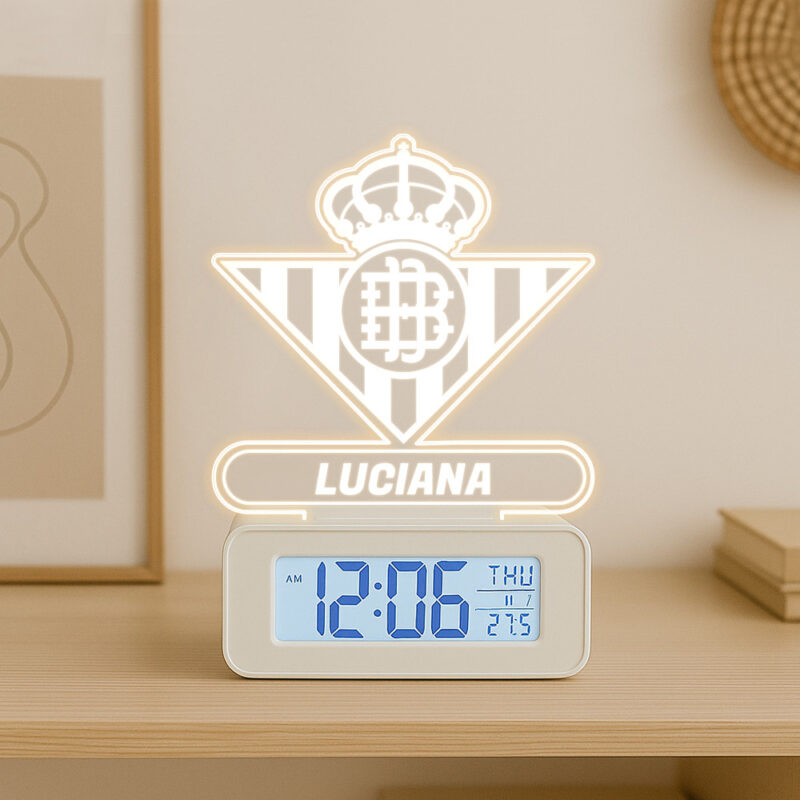Reloj Despertador con Luz Escudo Betis Personalizado