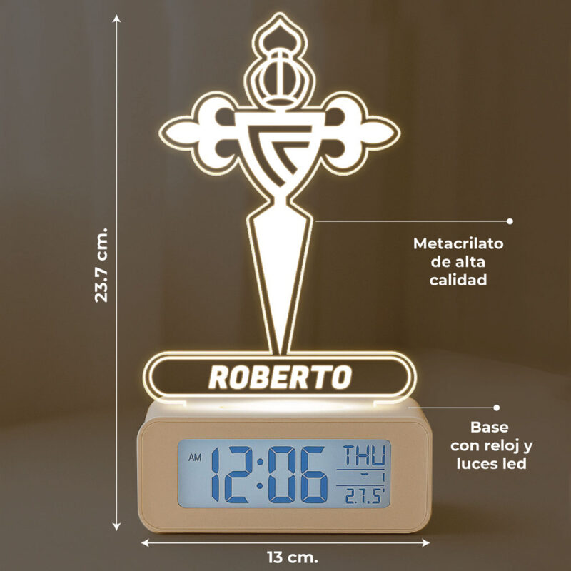 Reloj Despertador con Luz Escudo Celta Vigo personalizado