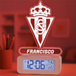 Miniatura de Reloj Despertador con Luz Escudo Sporting de Gijón personalizado