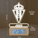 Miniatura de Reloj Despertador con Luz Escudo Sporting de Gijón personalizado