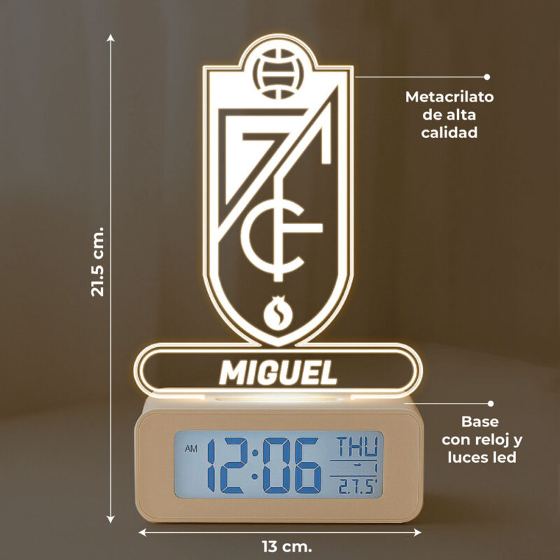 Reloj Despertador con Luz Escudo Granada personalizado