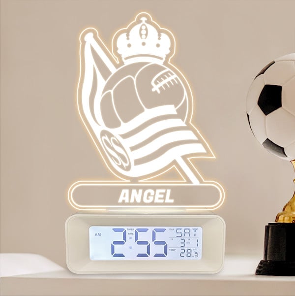 Reloj Despertador con Luz Escudo Real Sociedad personalizado