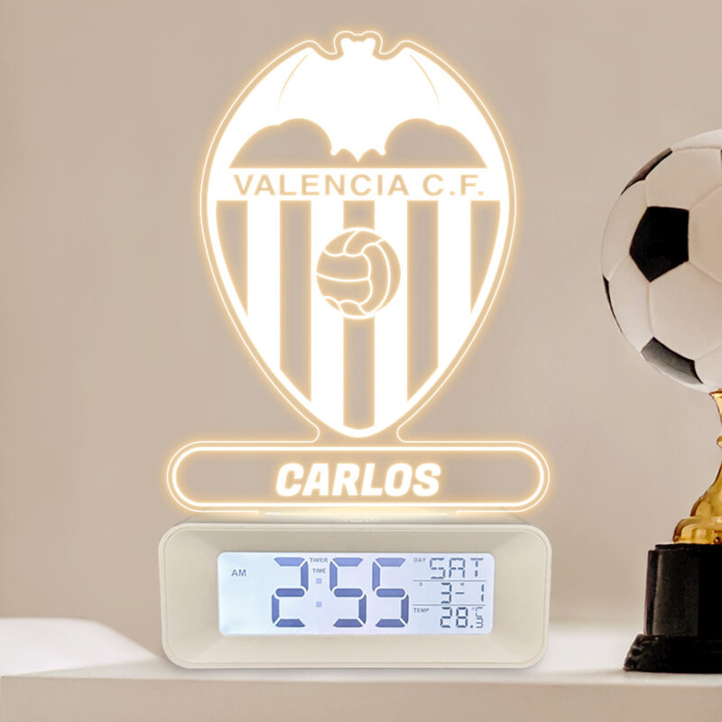 Reloj Despertador con Luz Escudo Valencia personalizado