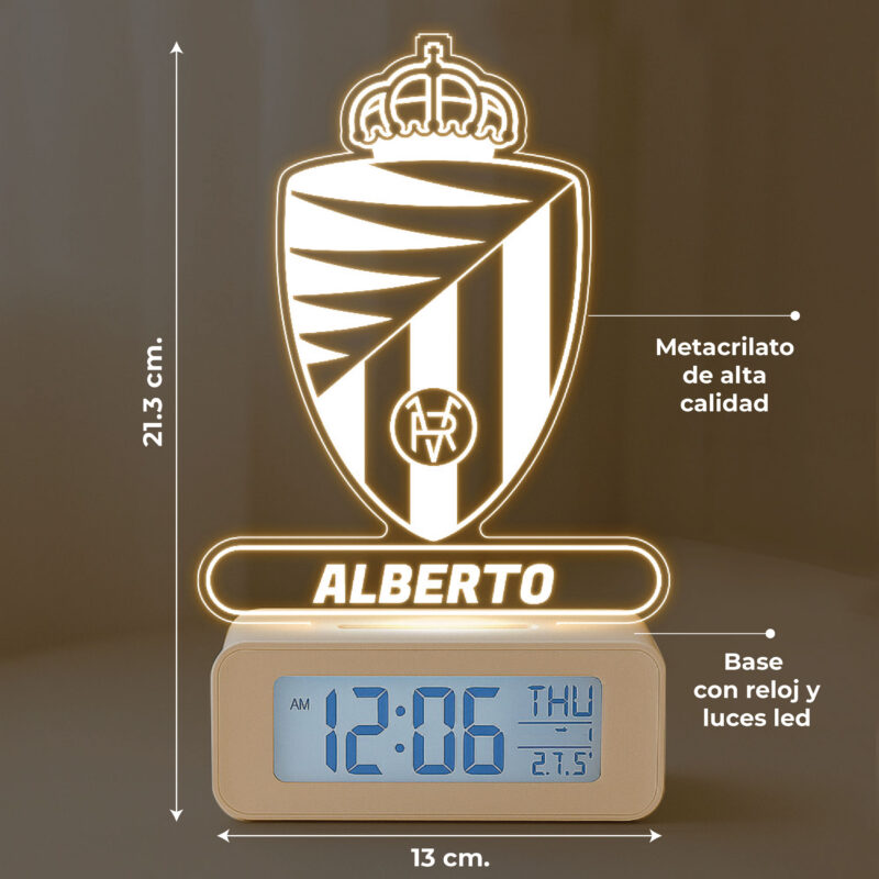 Reloj Despertador con Luz Escudo Valladolid personalizado