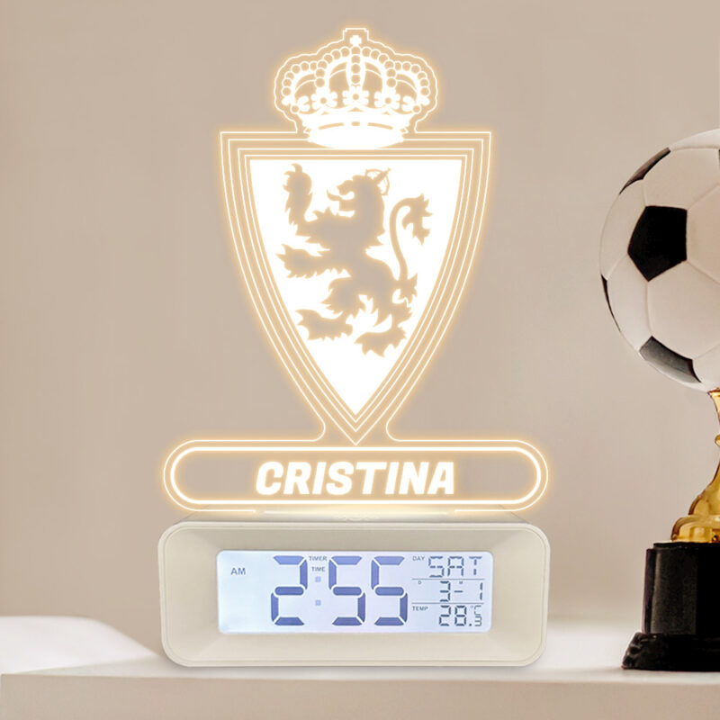 Reloj Despertador con Luz Escudo Zaragoza personalizado