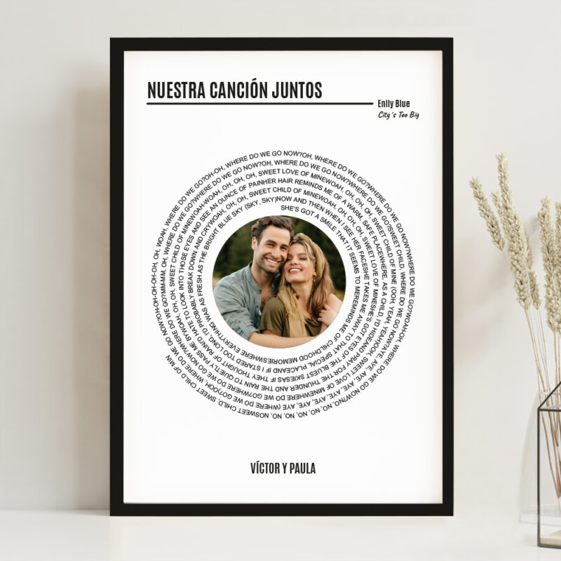 Póster con Letra Canción Spotify en Espiral y tu Foto personalizada