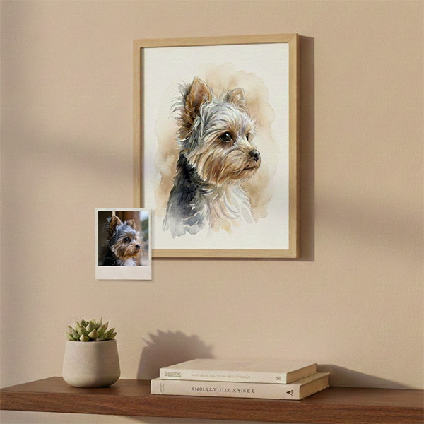 Póster con Ilustración en Acuarela de Mascota personalizada