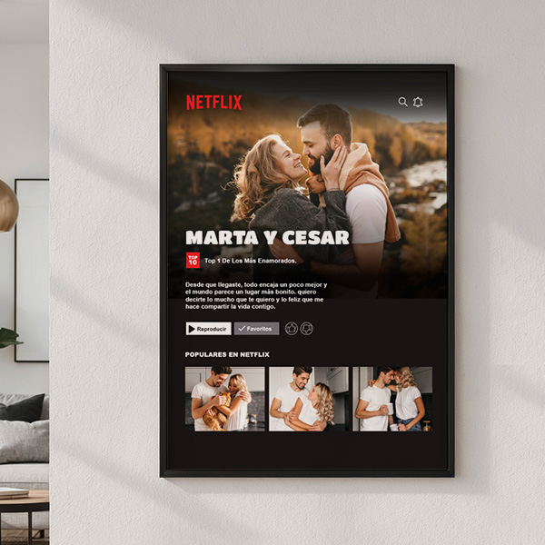 Póster Diseño Netflix con Nombres y Texto personalizado