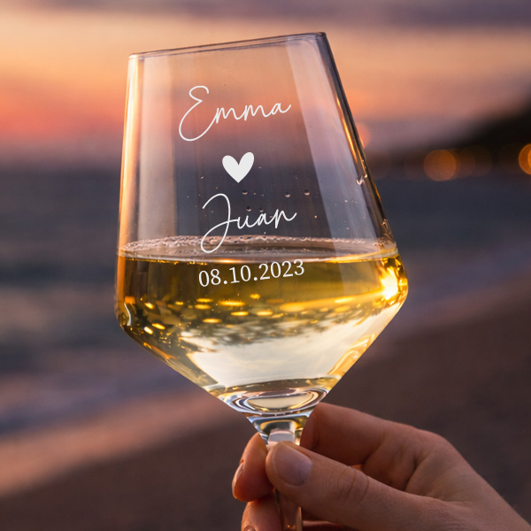 Pack de 2 Copas con Corazón, Fecha y Nombres personalizados