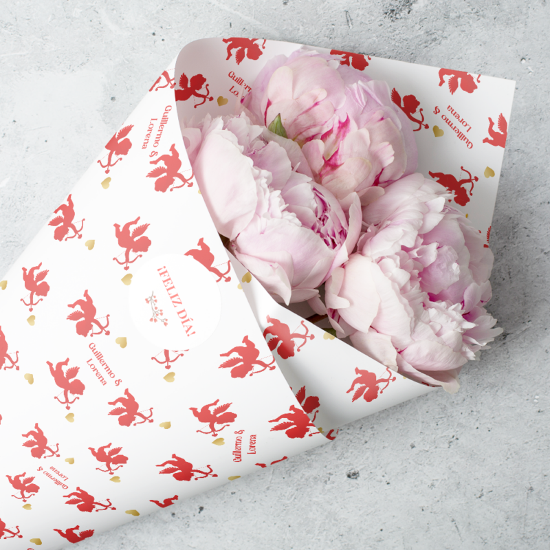 Papel de Regalo Cupido con Nombres personalizados