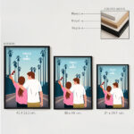 Miniatura de Póster Ilustración de Pareja con Palmeras y Nombres personalizados