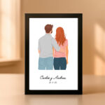 Miniatura de Placa o Lampara con Ilustración de Pareja de Espaldas con Nombres y Fecha personalizada