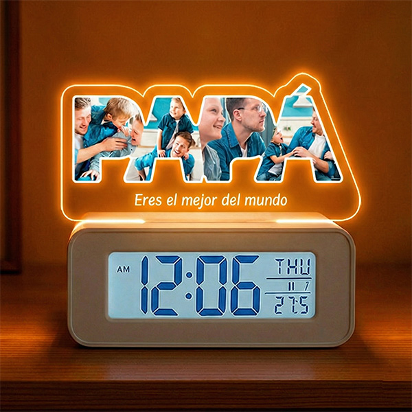 Reloj Despertador con Luz PAPÁ y Fotos personalizadas Reloj Despertador con Luz PAPÁ y Fotos personalizadas