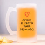 Miniatura de Jarra de Cerveza con Corazón y Texto para Papá personalizado
