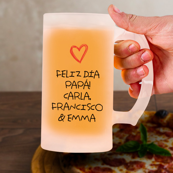 Jarra de Cerveza con Corazón y Texto para Papá personalizado