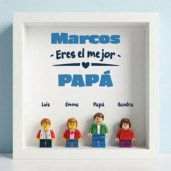 Cuadro con minifiguras Lego Eres El Mejor Papá y Nombres personalizados