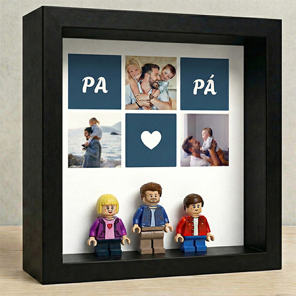 Cuadro con minifiguras Lego Papá con Corazón y Fotos personalizadas