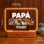 Miniatura de Lámpara Papá con Cuatro Fotos y Texto personalizada