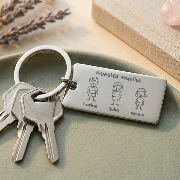 Llavero de Acero Diseño Familiar con Muñequitos personalizados