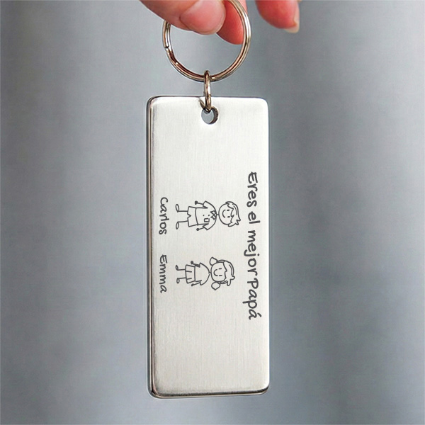 Llavero de Acero Diseño Familiar con Muñequitos personalizados