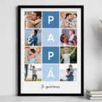 Póster Papá en Cuadros Azules con Texto y Fotos personalizadas Miniatura de Póster Papá en Cuadros Azules con Texto y Fotos personalizadas