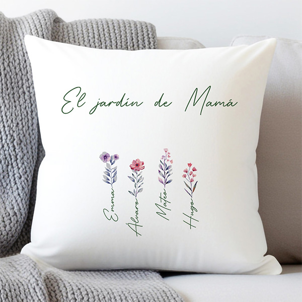 Cojín el Jardín de Mamá con Nombres personalizados