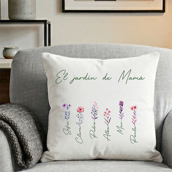Cojín el Jardín de Mamá con Nombres personalizados