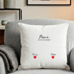 Miniatura de Cojín para Mamá con Corazones, Nombres y Texto personalizado