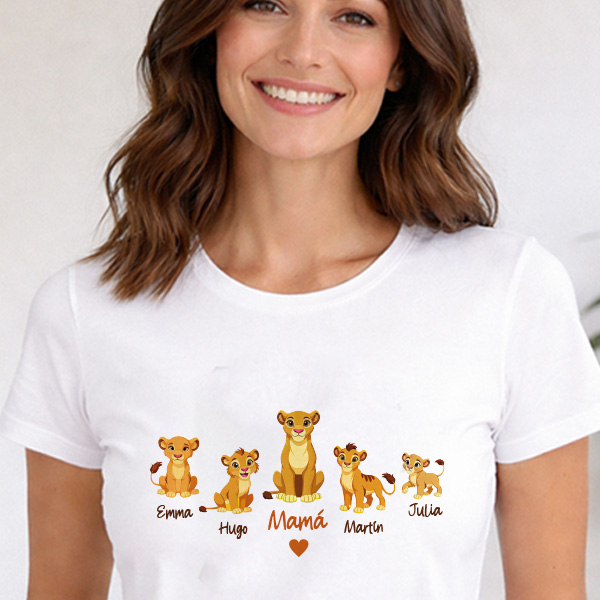 Pijama Mamá con Leoncitos y Nombres Personalizados